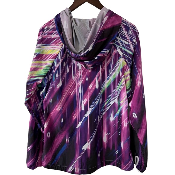 Fila Jacket Women's Medium Purple Windbreaker Multicolored Hooded Zip Up Galaxy - Picture 2 of 6